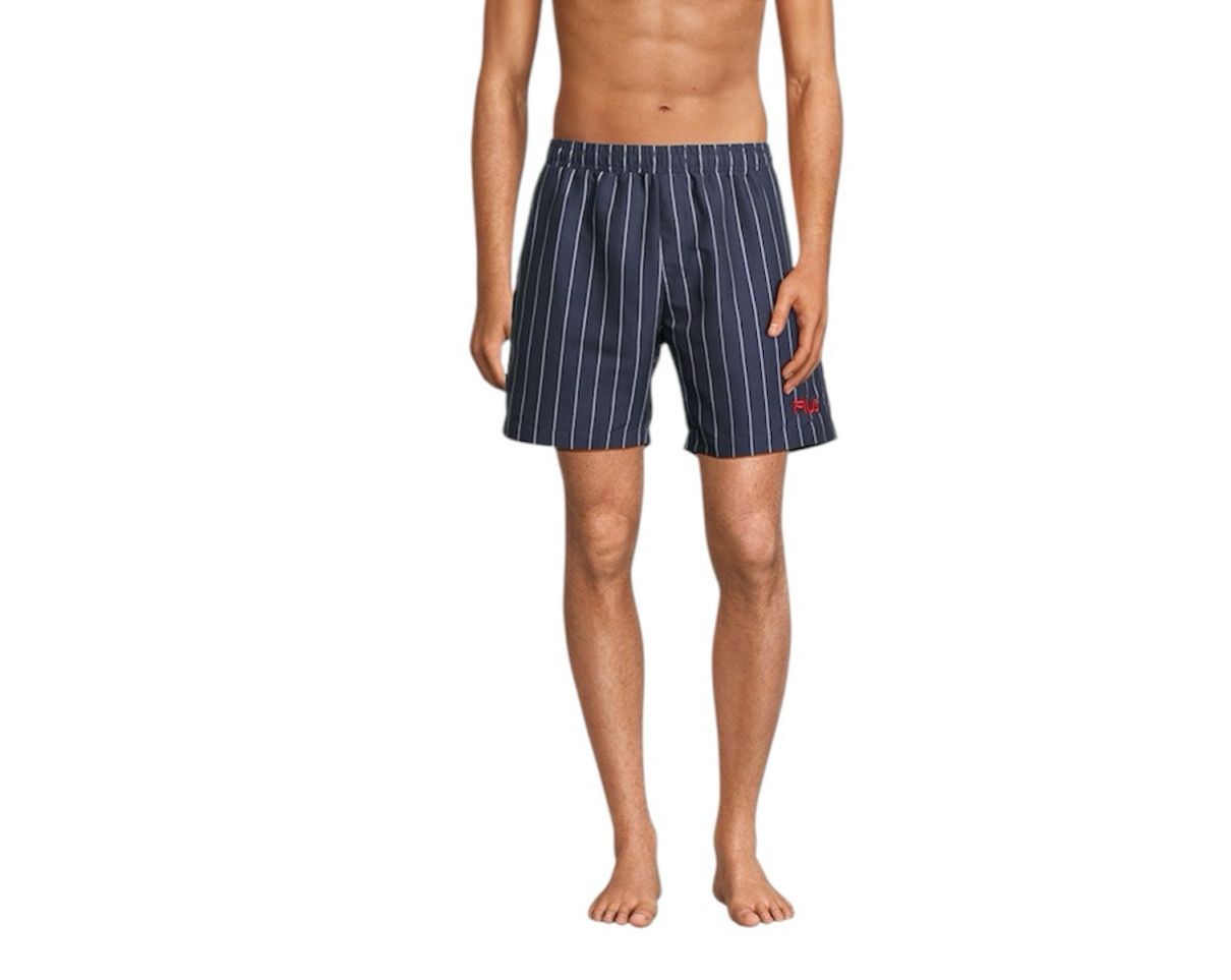 Costume Fila Black Iris/Bright White Striped SCOGLITTI beach shorts - Costumi da bagno - Fila