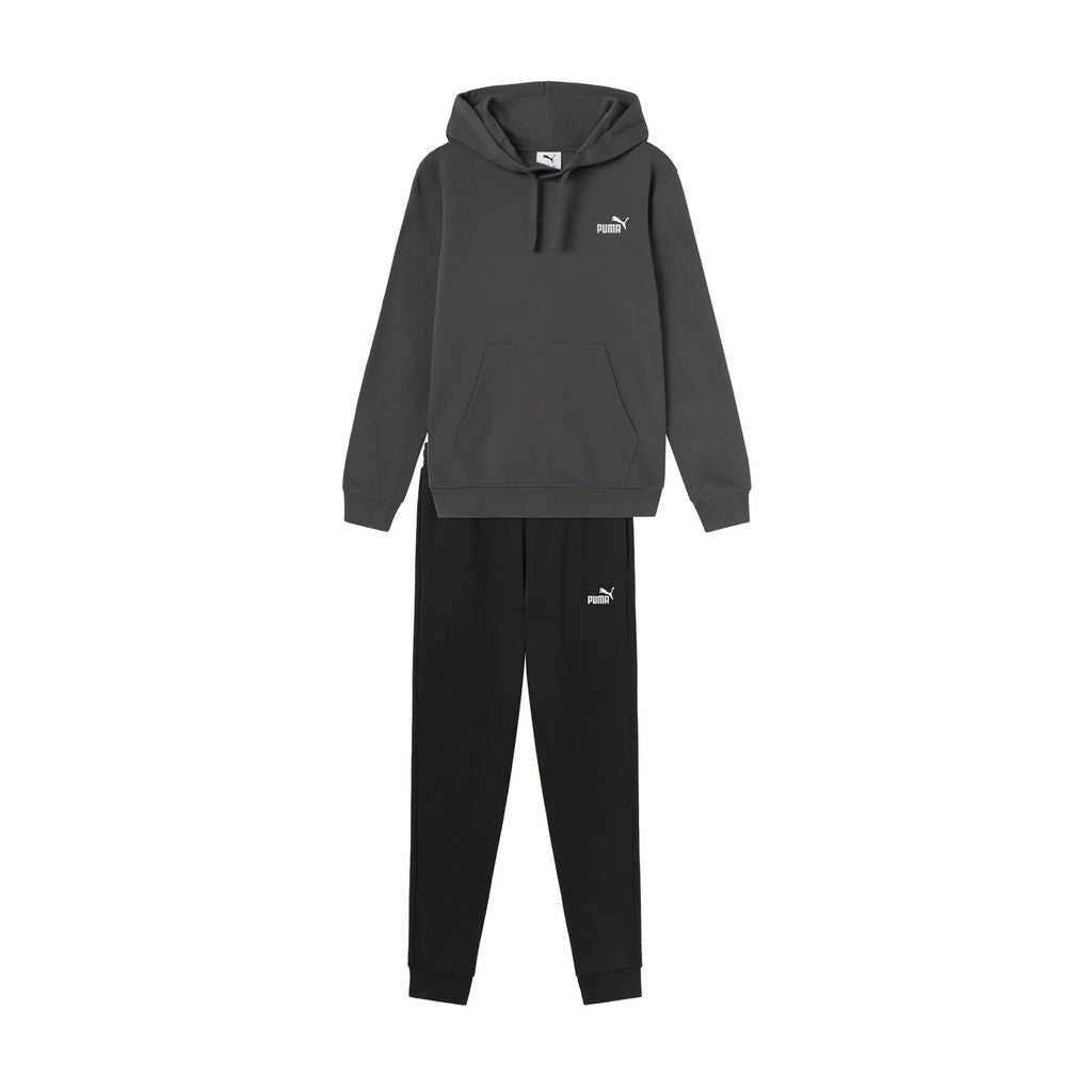 Puma ESS Hooded Suit cotone garzato grigio nero - Tute - puma