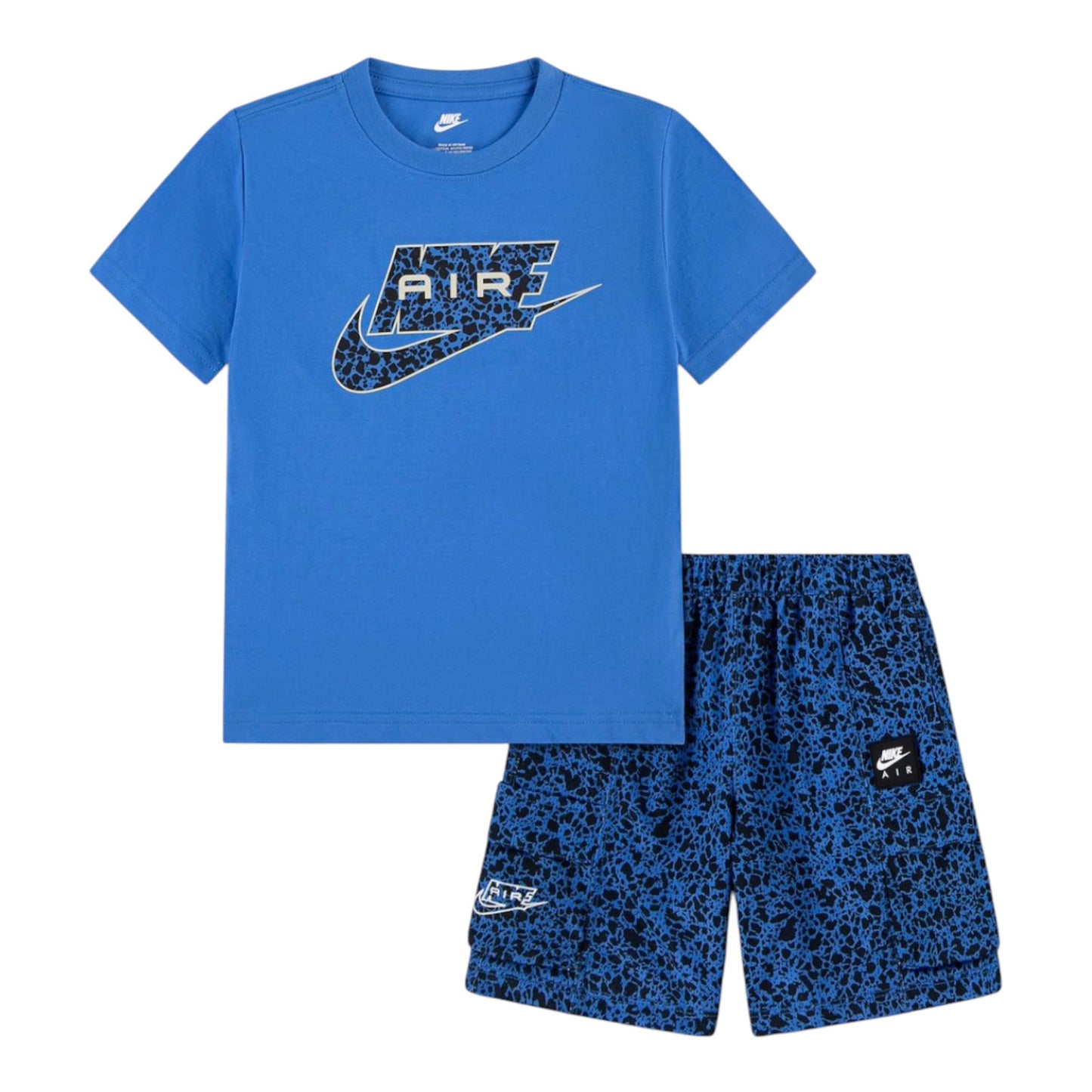 Completino Nike FT SHORT Cargo SET Blu Nero da 3 a 7 anni - Completi - Nike