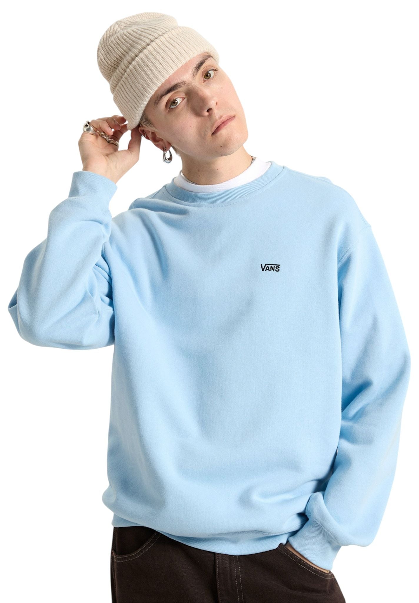 Felpa Vans  LEFT CHEST II LOOSE Crew Celeste - Felpe - Vans