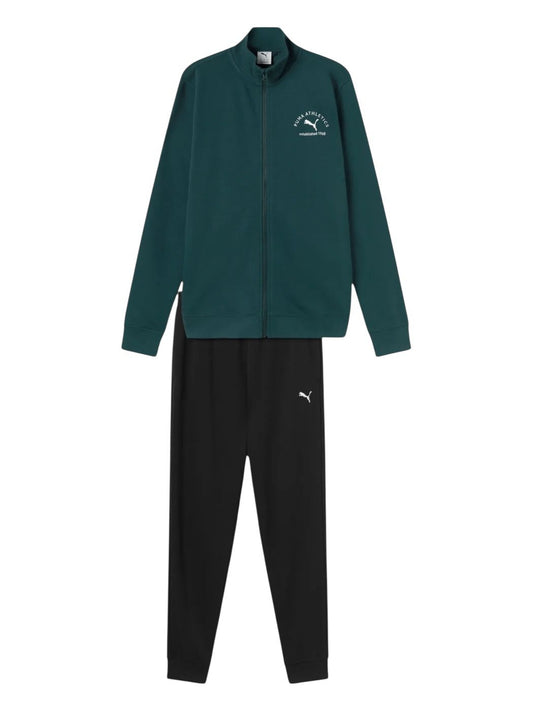 Tuta Puma full zip verde pino nero cotone garzato - Tute - puma