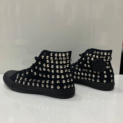 Converse All star Monochrome Nere Alte personalizzate con Borchie Argento Stella