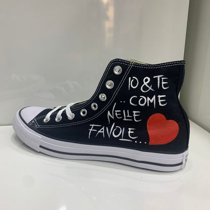 Converse All Star Nere Alte personalizzate Disegnate Vasco Rossi 2