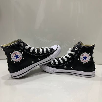 Converse Nere Alte All Star in Pelle con Borchie Argento