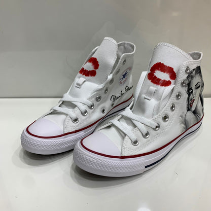 Converse All Star Bianche Alte personalizzate Disegnate Marilyn Monroe
